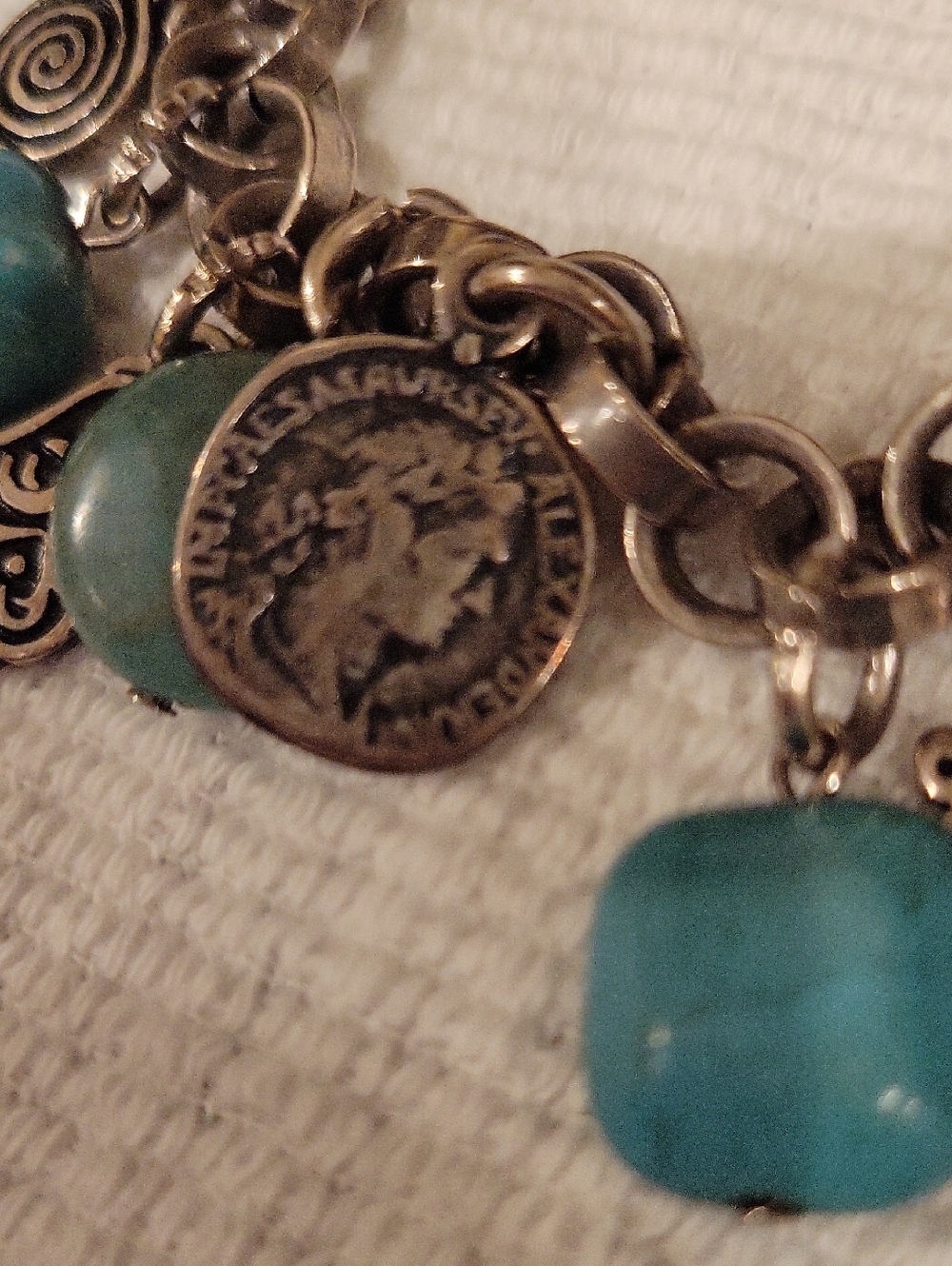 Silver Turqoise Charm Bracelet - Picture 9 of 9